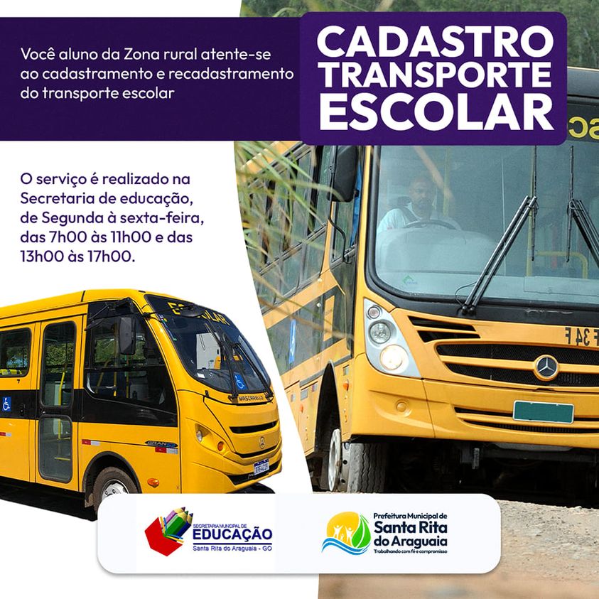 Cadastro Do Transporte Escolar Prefeitura De Santa Rita Do Araguaia